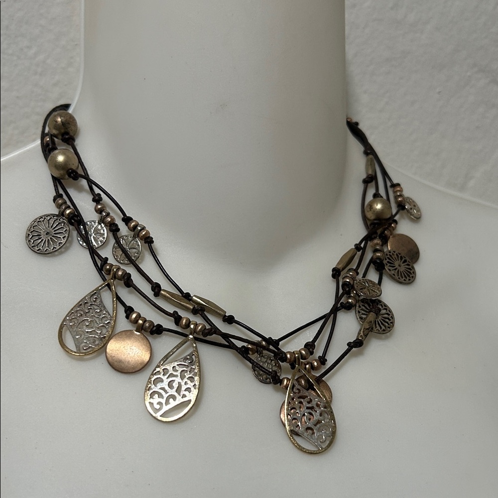 Elegant Multi-Layered Necklace with Gold and Silver Accents